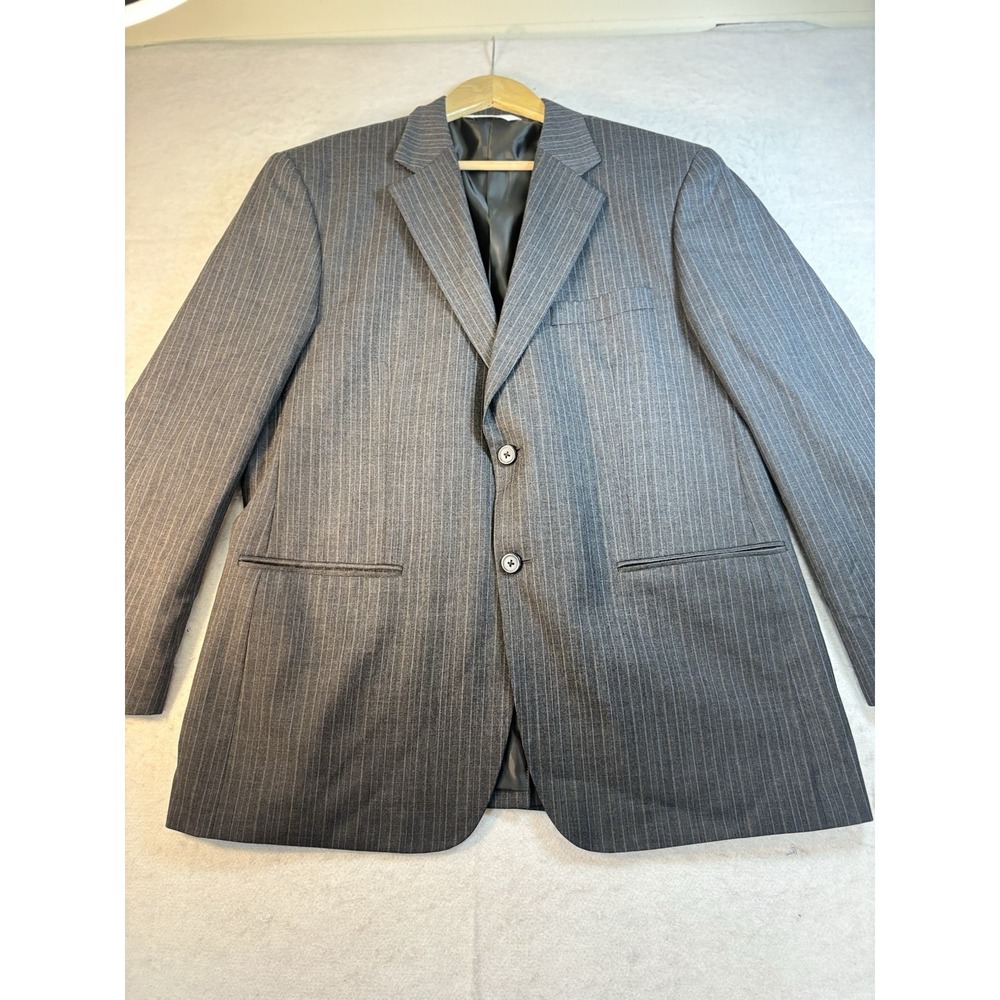 Versini Pinstripe Suit Coat Mens 42 Short  Gray Pinstripe Blazer Sport Coat Wool